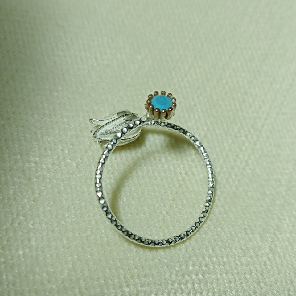 Lale Gümüş Yüzük Kırmızı