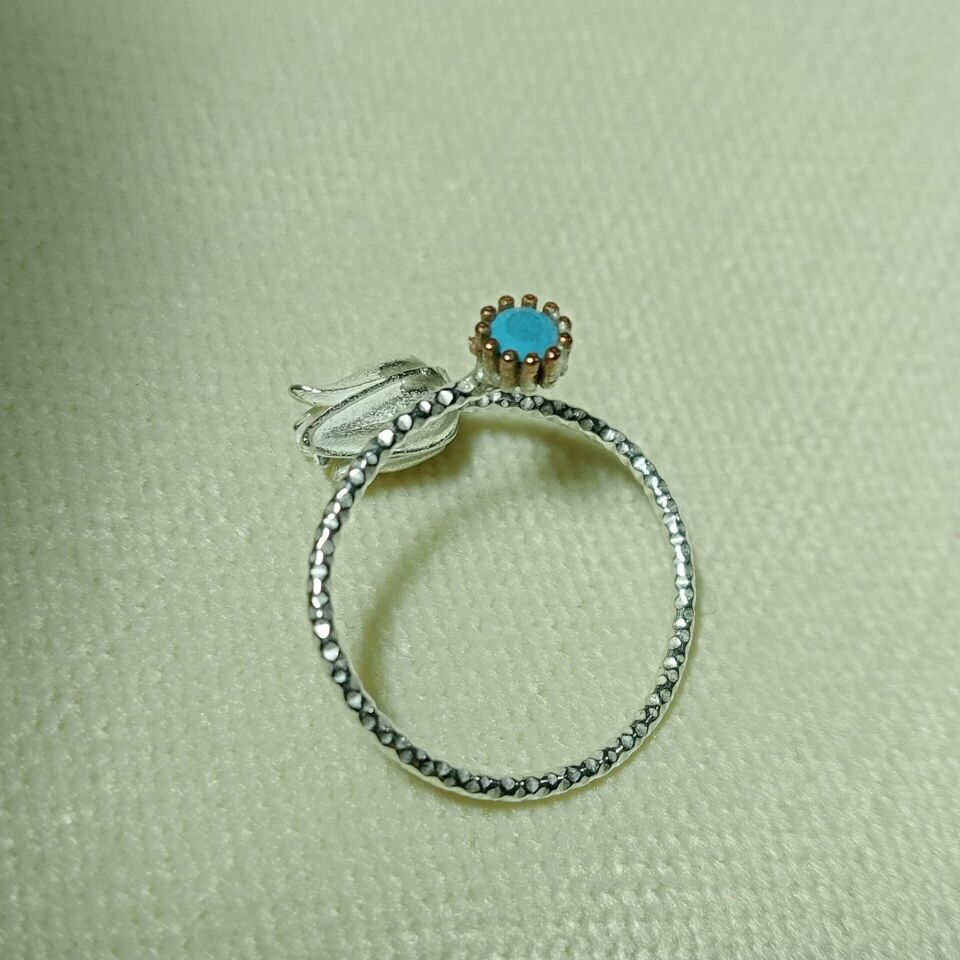 Lale Gümüş Yüzük Mavi