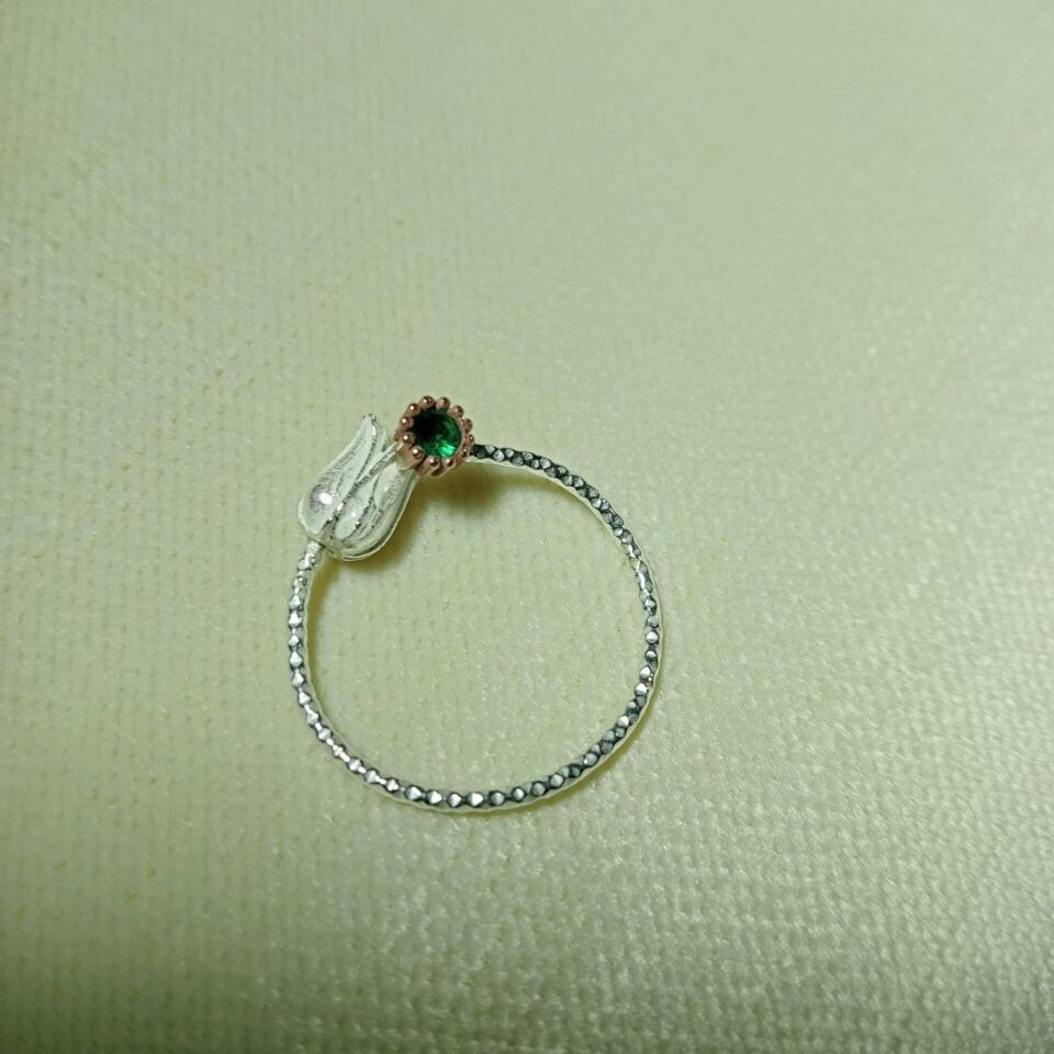 Gümüş Lale Yüzük Mavi