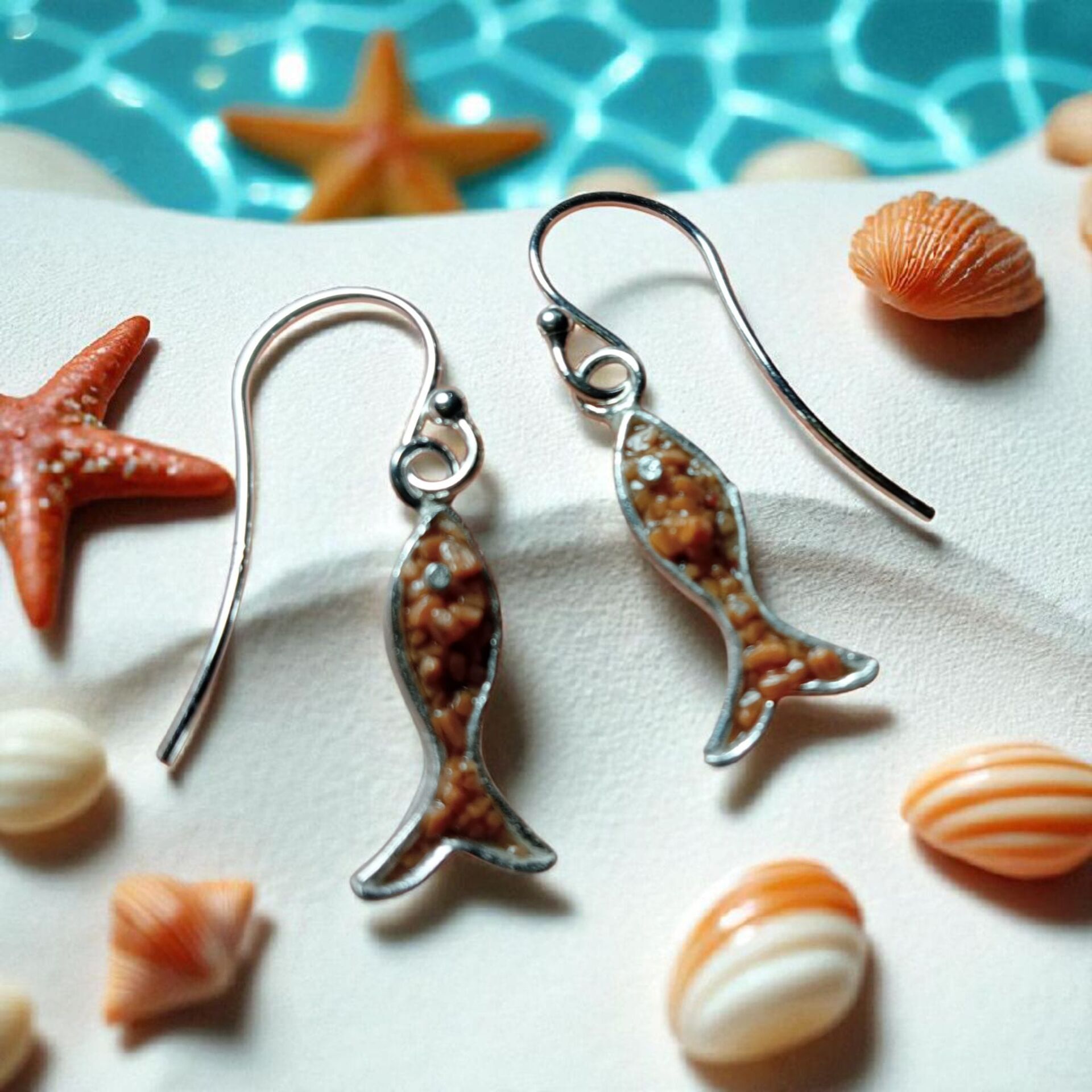 GÜMÜŞ BALIK MOZAİK KÜPE