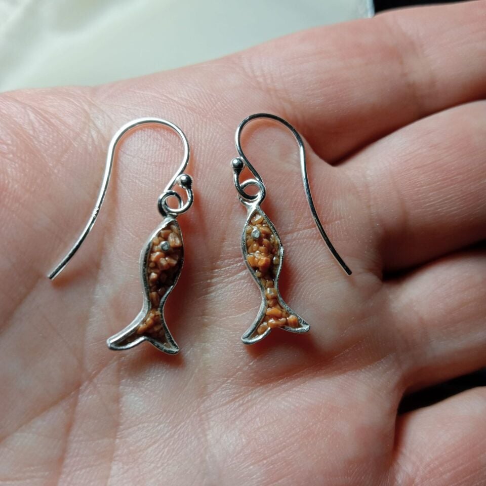 GÜMÜŞ BALIK MOZAİK KÜPE