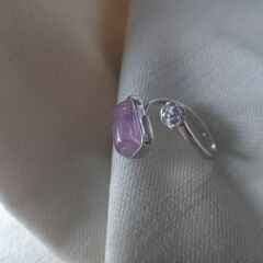 Pembe Kuvars Taşlı Gümüş Yüzük