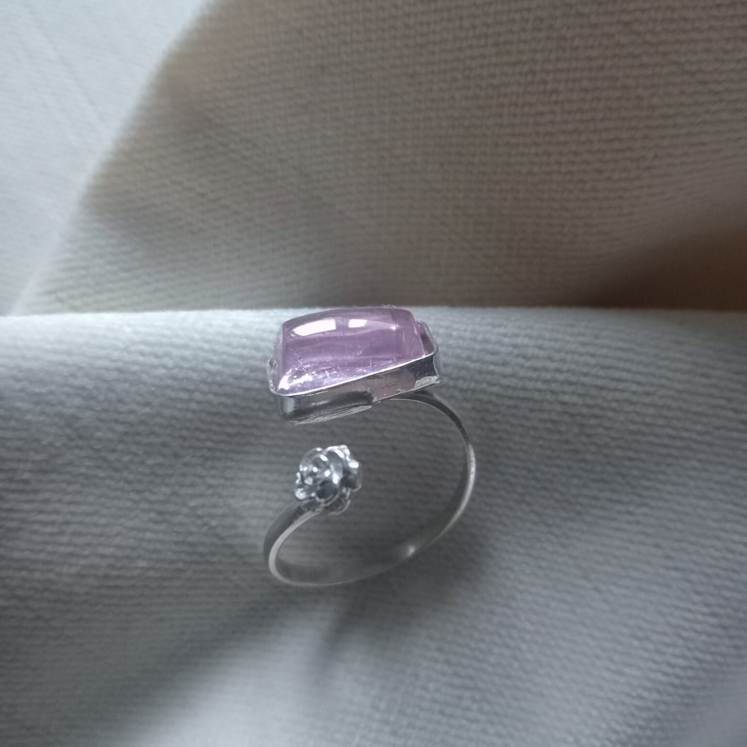 Pembe Kuvars Taşlı Gümüş Yüzük