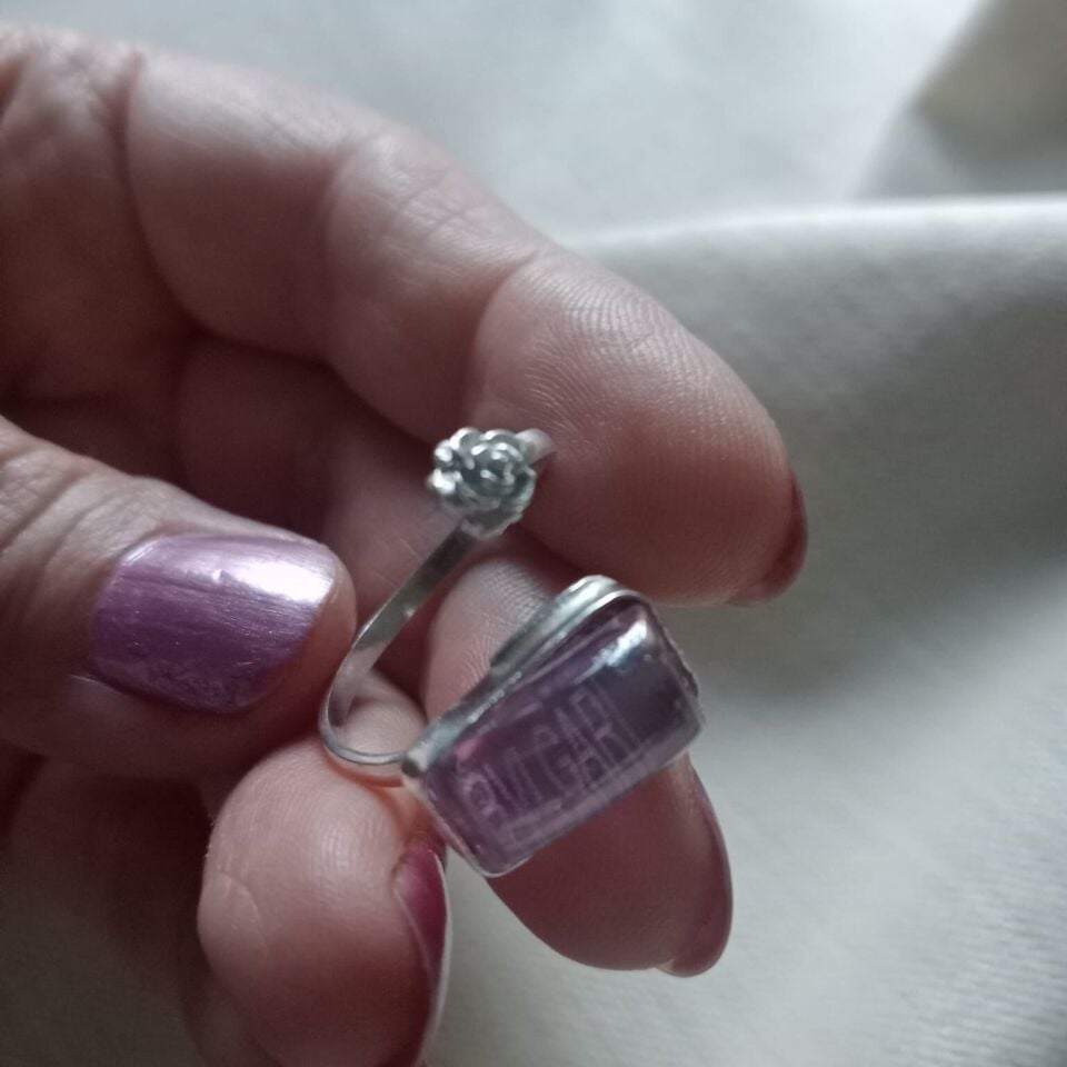 Pembe Kuvars Taşlı Gümüş Yüzük