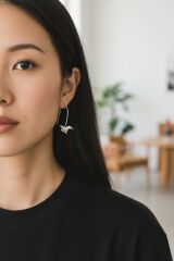 Kuş Figürlü El Yapımı Prinç & Gümüş Küpe