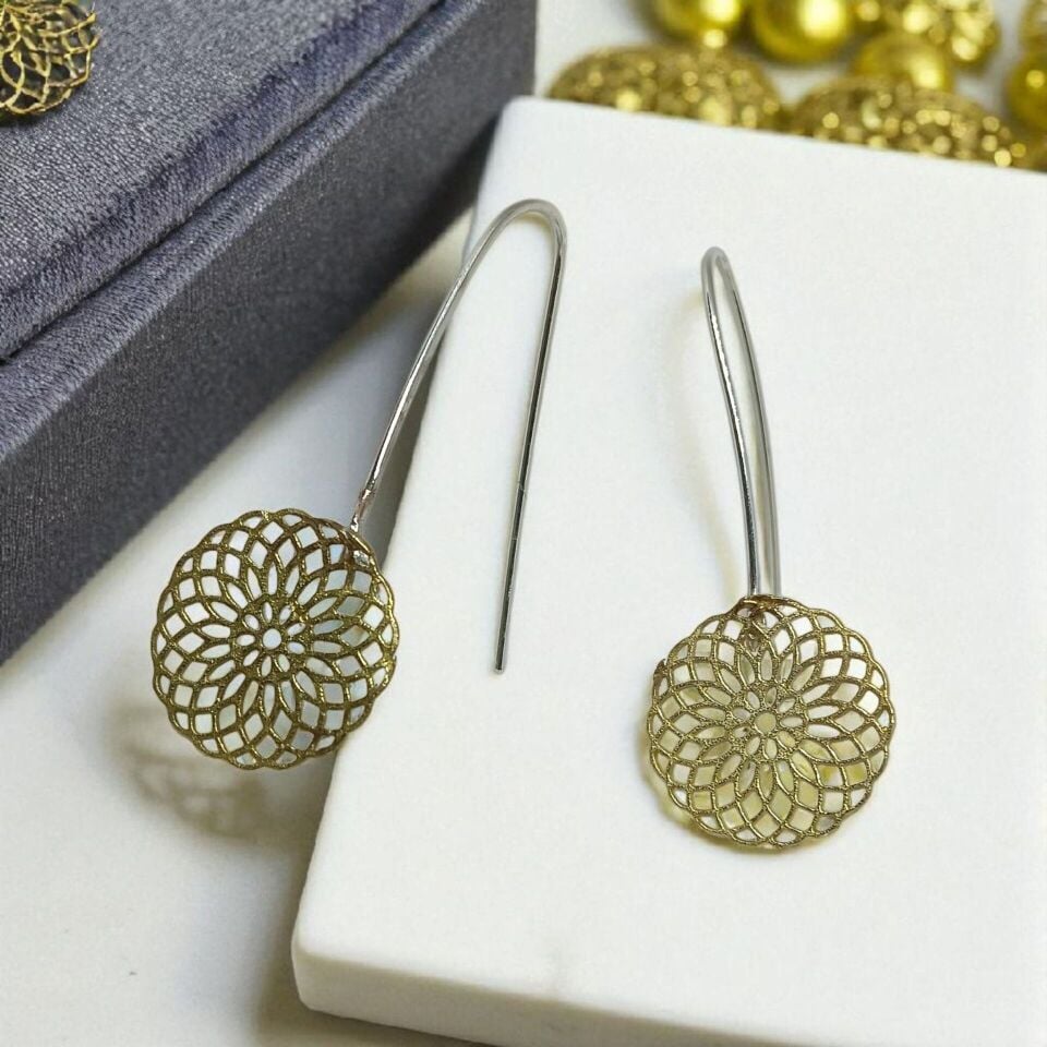 EL YAPIMI PİRİÇ & GÜMÜŞ TORUS DÖNGÜSÜ KÜPE