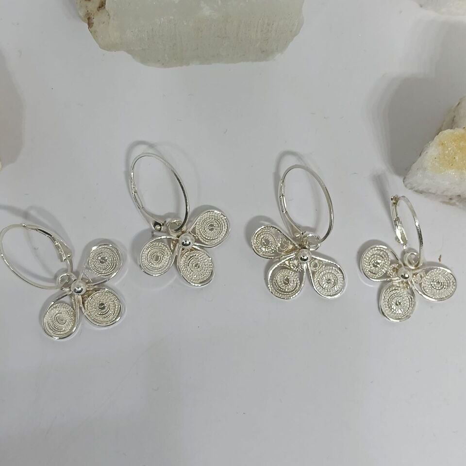 TELKARİ  GÜMÜŞ YARIM PAPATYA KÜPELER