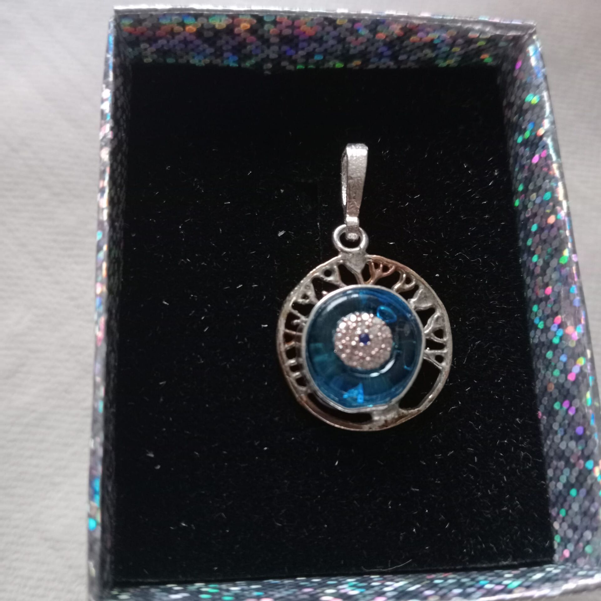 NAZAR BONCUKLU GÜMÜŞ & PiRİNÇ YAŞAM ÇİÇEĞİ KOLYE UCU