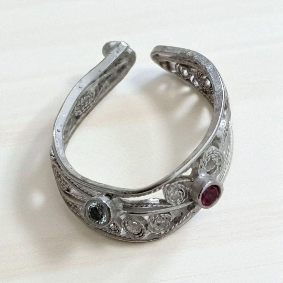 TELKARİ GÜMÜŞ  EL YAPIMI ZİRKON TAŞLI YÜZÜK