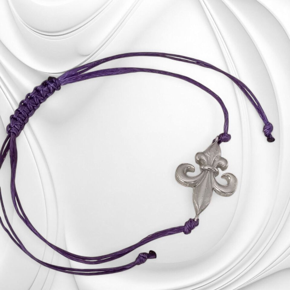 GÜMÜŞ 925 AYAR MAKROME İPLİ AYARLANABİLİR BİLEKLİK MOR