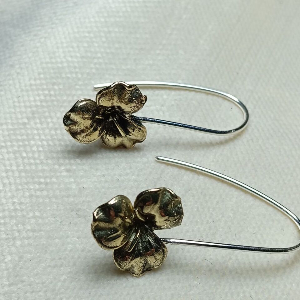 GÜMÜŞ & PİRİNÇ ÇİÇEK KÜPELER