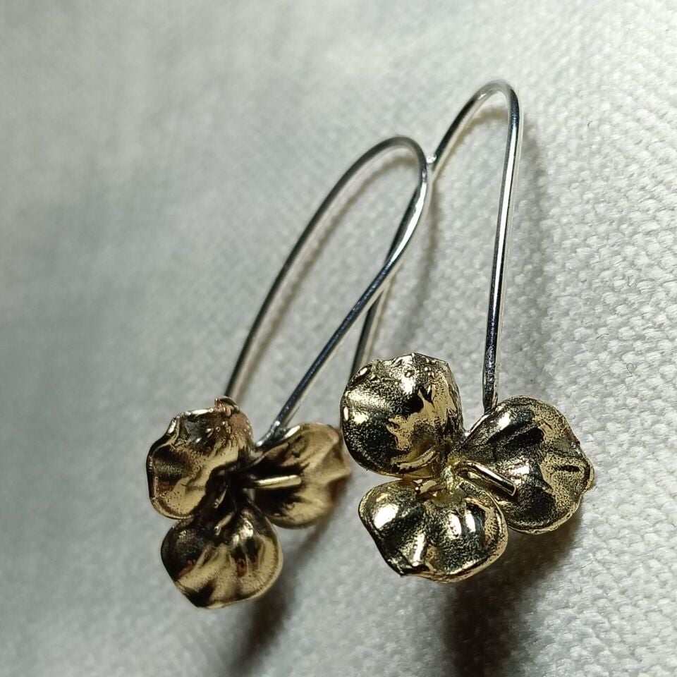 GÜMÜŞ & PİRİNÇ ÇİÇEK KÜPELER