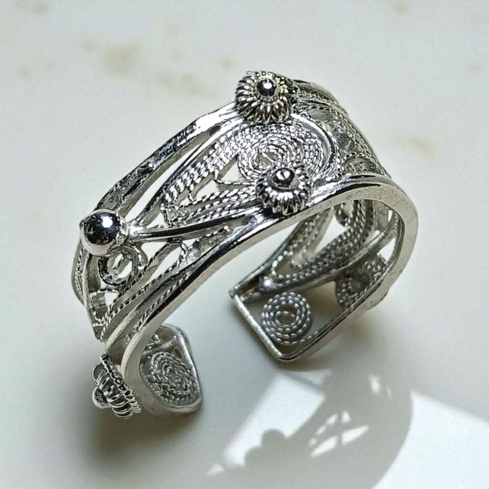 TELKARİ GÜMÜŞ EL YAPIMI YÜZÜK