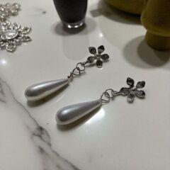 DAMLA İNCİ & GÜMÜŞ ÇİÇEKLİ  GÜMÜŞ KÜPELER