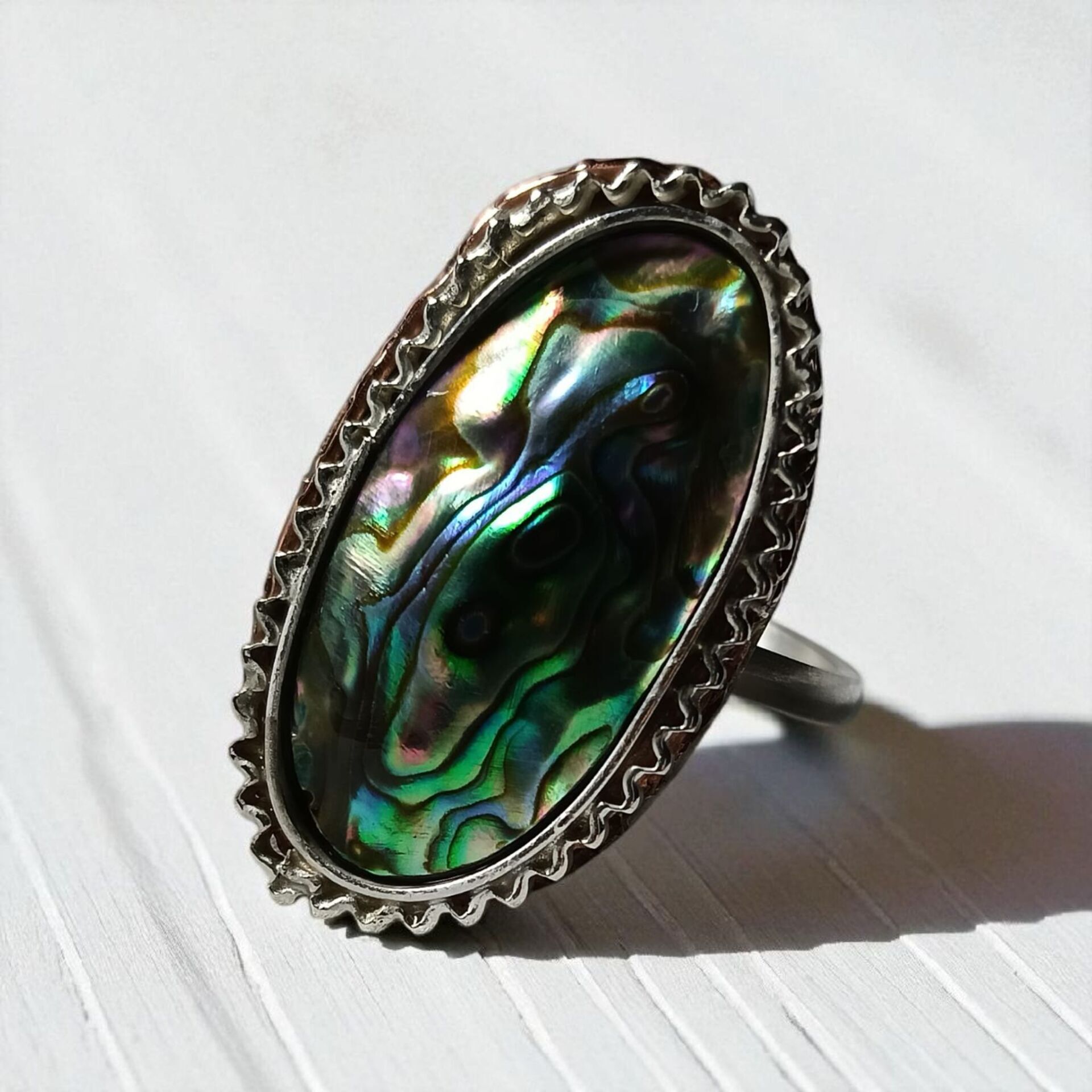 ABALON OKYANUS SEDEFİ GÜMÜŞ EL YAPIMI YÜZÜK