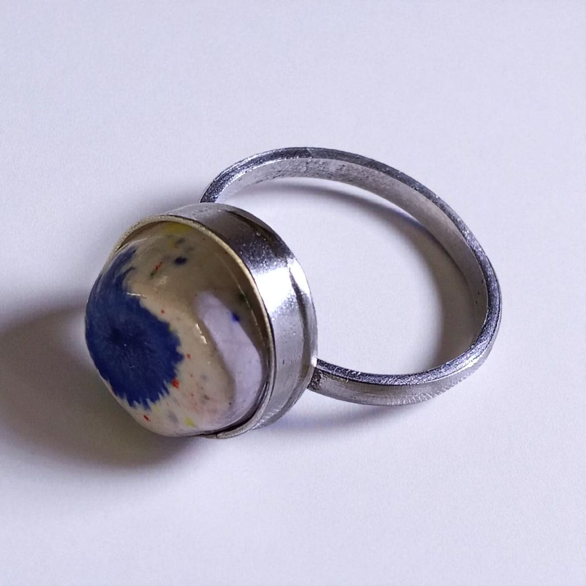 Seramik Taşlı El Yapımı Gümüş Yüzük