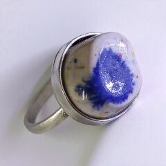 Seramik Taşlı El Yapımı Gümüş Yüzük