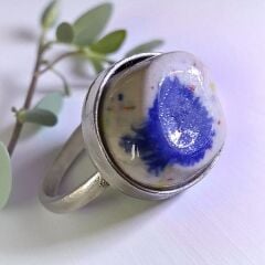 Seramik Taşlı El Yapımı Gümüş Yüzük