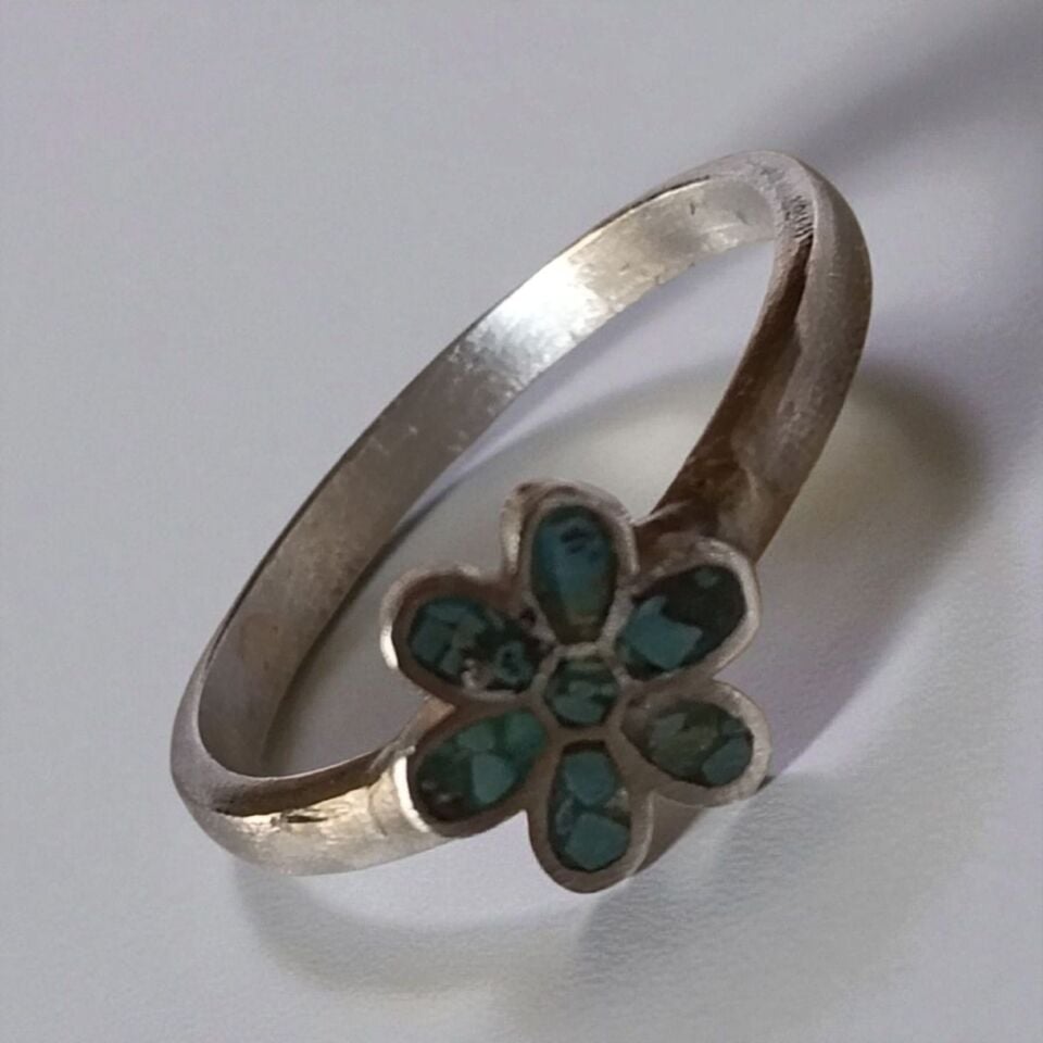 Mozaik Malahit  Doğal Taşlı El Yapımı Papatya Yüzükler