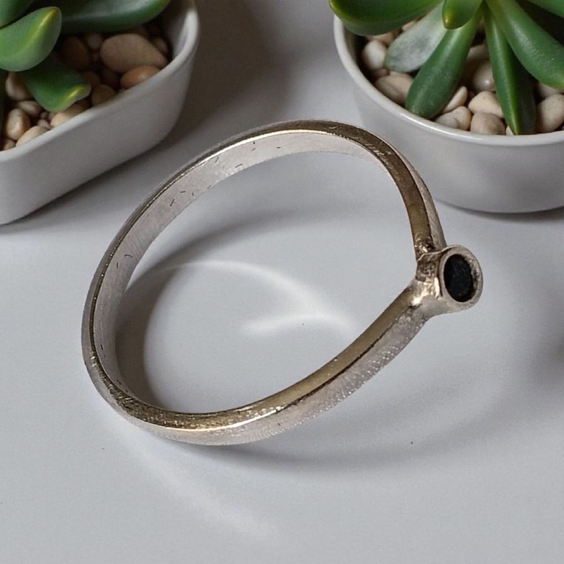 Lacivert Zirkon Taşlı Tek Taş El Yapımı Yüzük