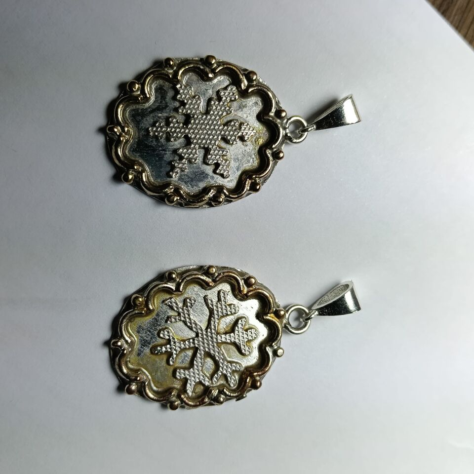 Kar Deseni Temalı Çerçeveli 925 Ayar Gümüş Kolye Ucu