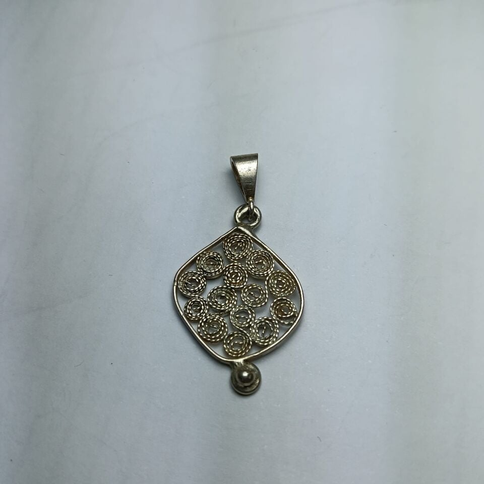 Telkari El Yapımı Gümüş Özel Tasarım Kolye Ucu