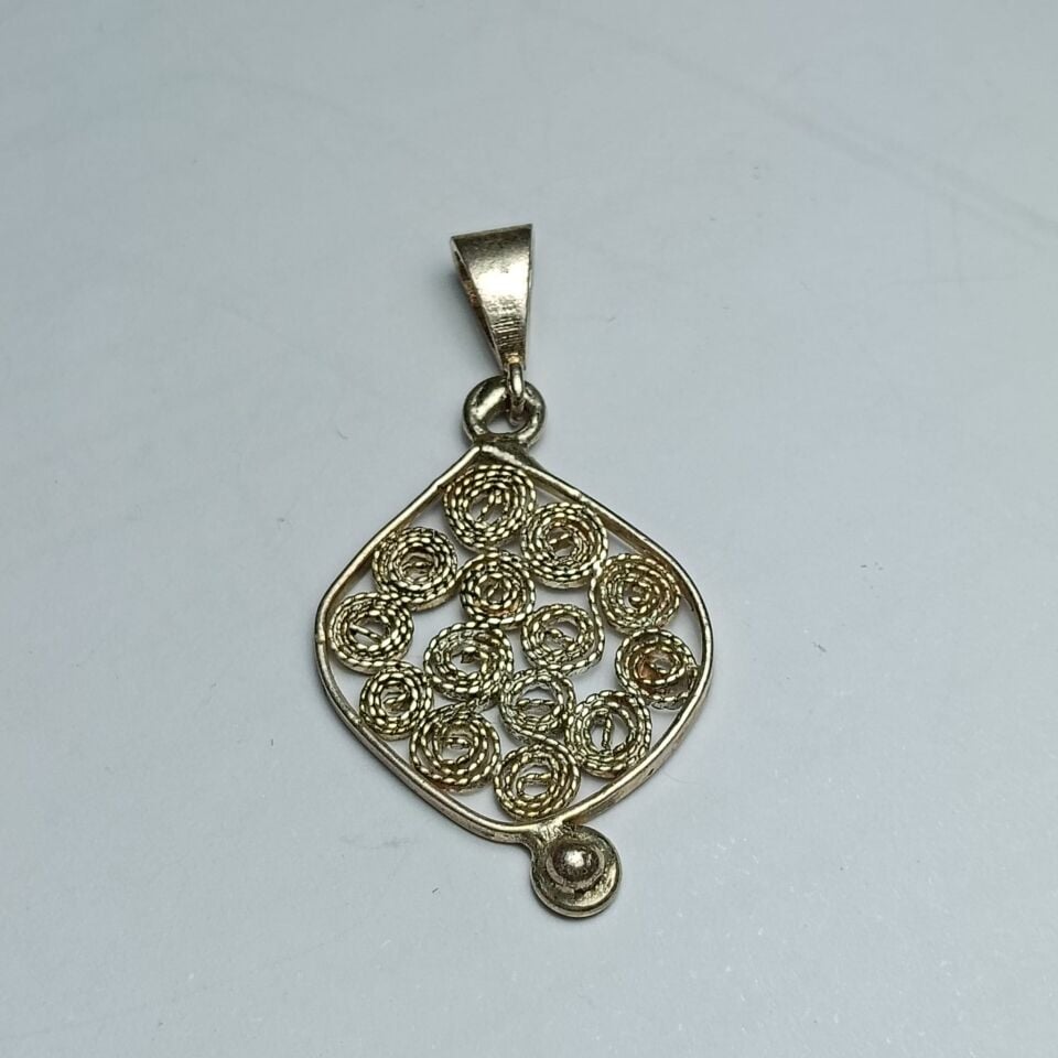 Telkari El Yapımı Gümüş Özel Tasarım Kolye Ucu