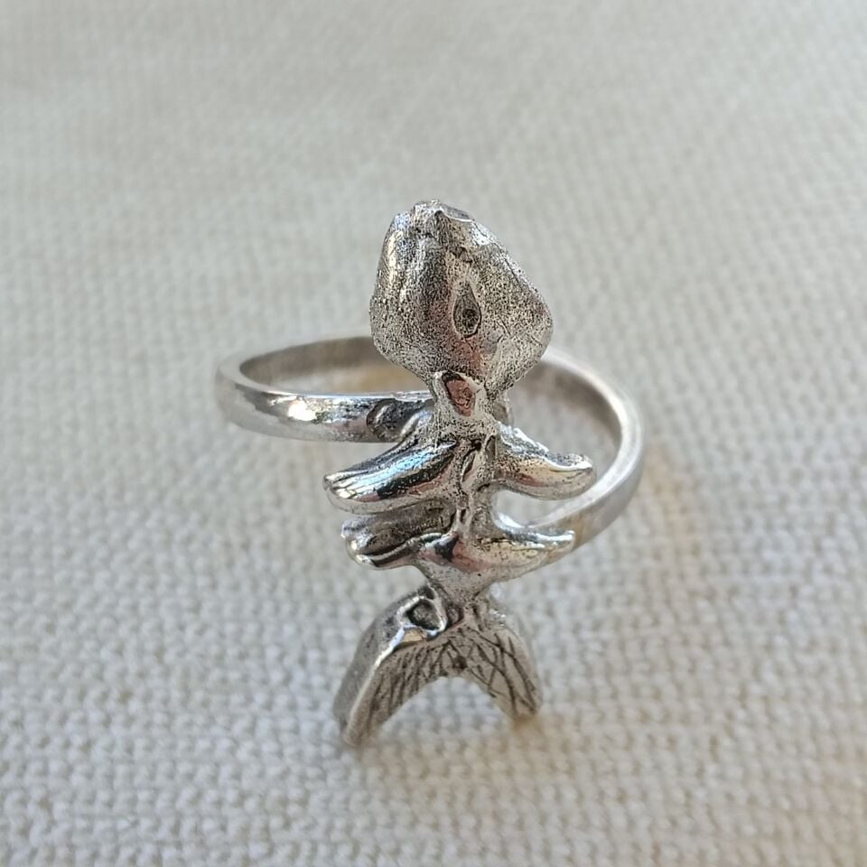 Balık Formlu El Yapımı Gümüş Yüzük
