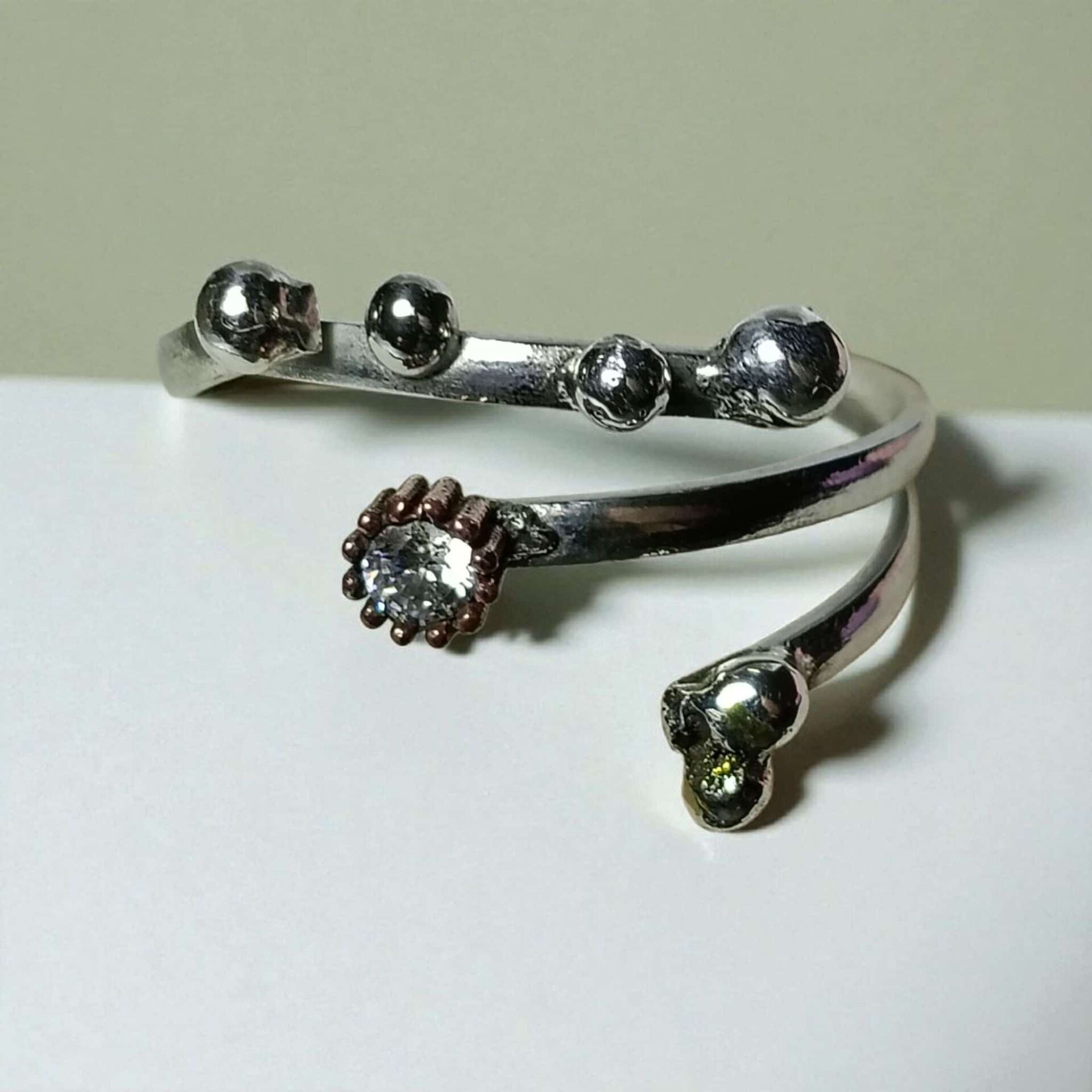 Gümüş El Yapımı Soyut Özel Tasarım Yüzük