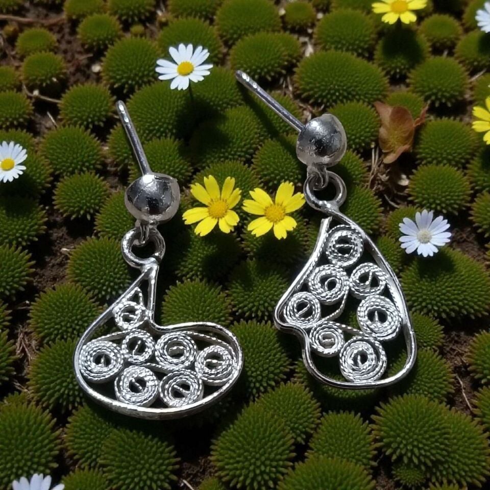 Telkari Gümüş El Yapımı Tasarım Küpeler