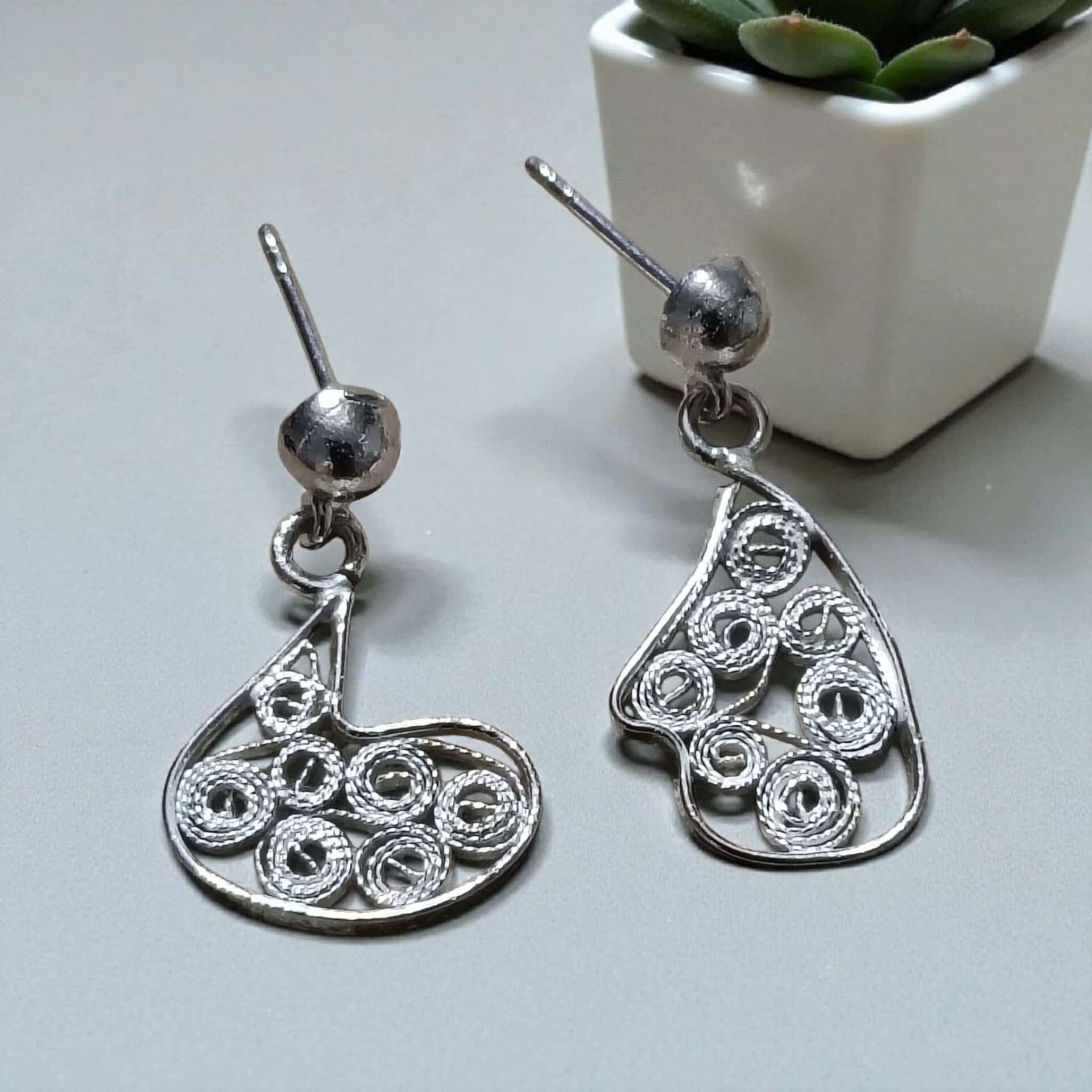 Telkari Gümüş El Yapımı Tasarım Küpeler