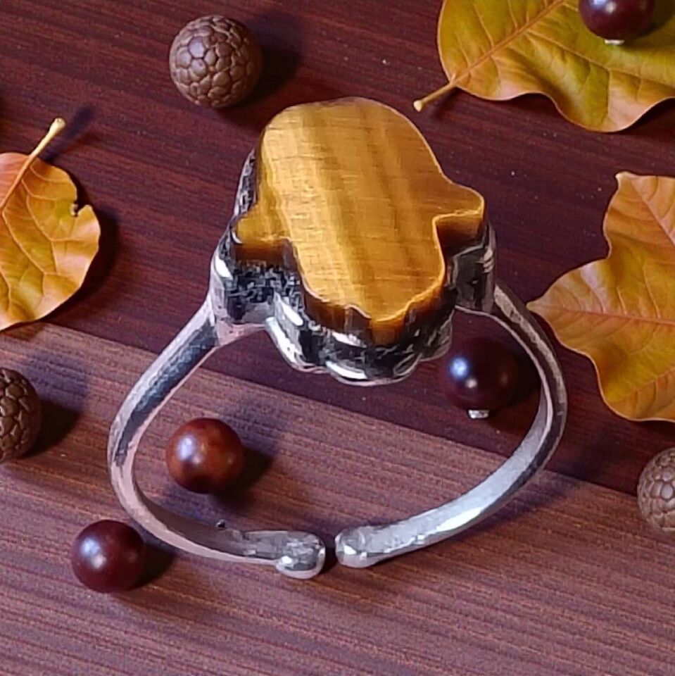 Umay  Ana Eli Doğal Taşlı  El Yapımı Gümüş Yüzük