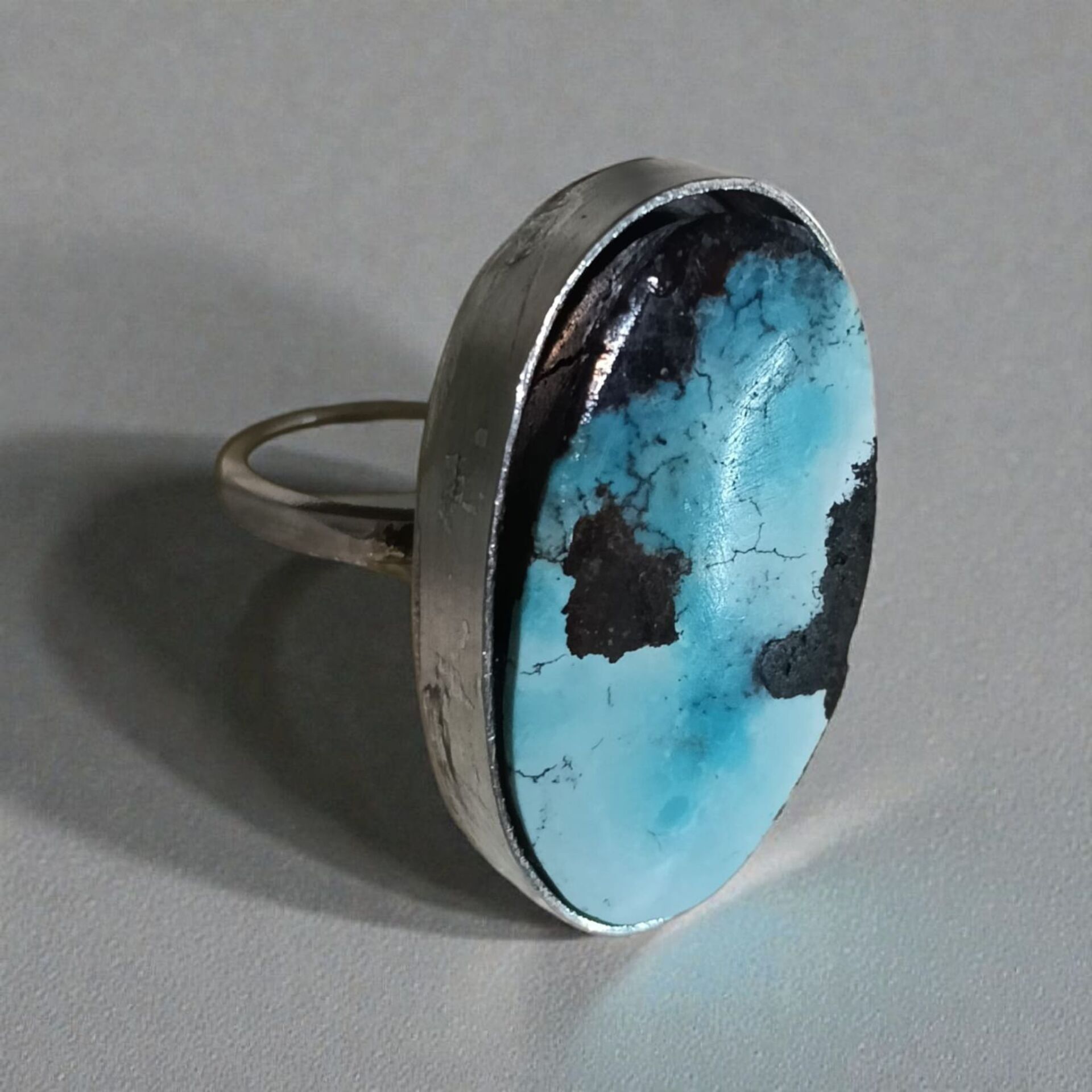 İran Firuzesi Taşlı El Yapımı Gümüş Yüzük