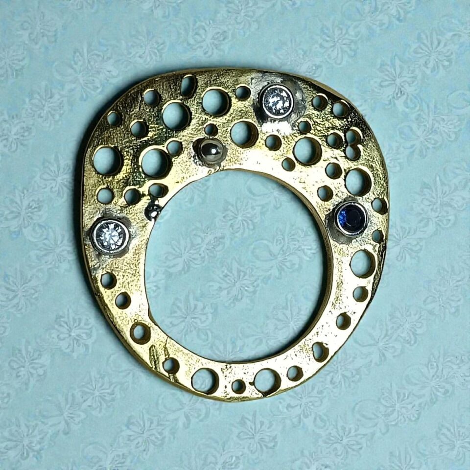 El Yapımı Gümüş Zirkon Taşlı Prinç Soyut Yüzük