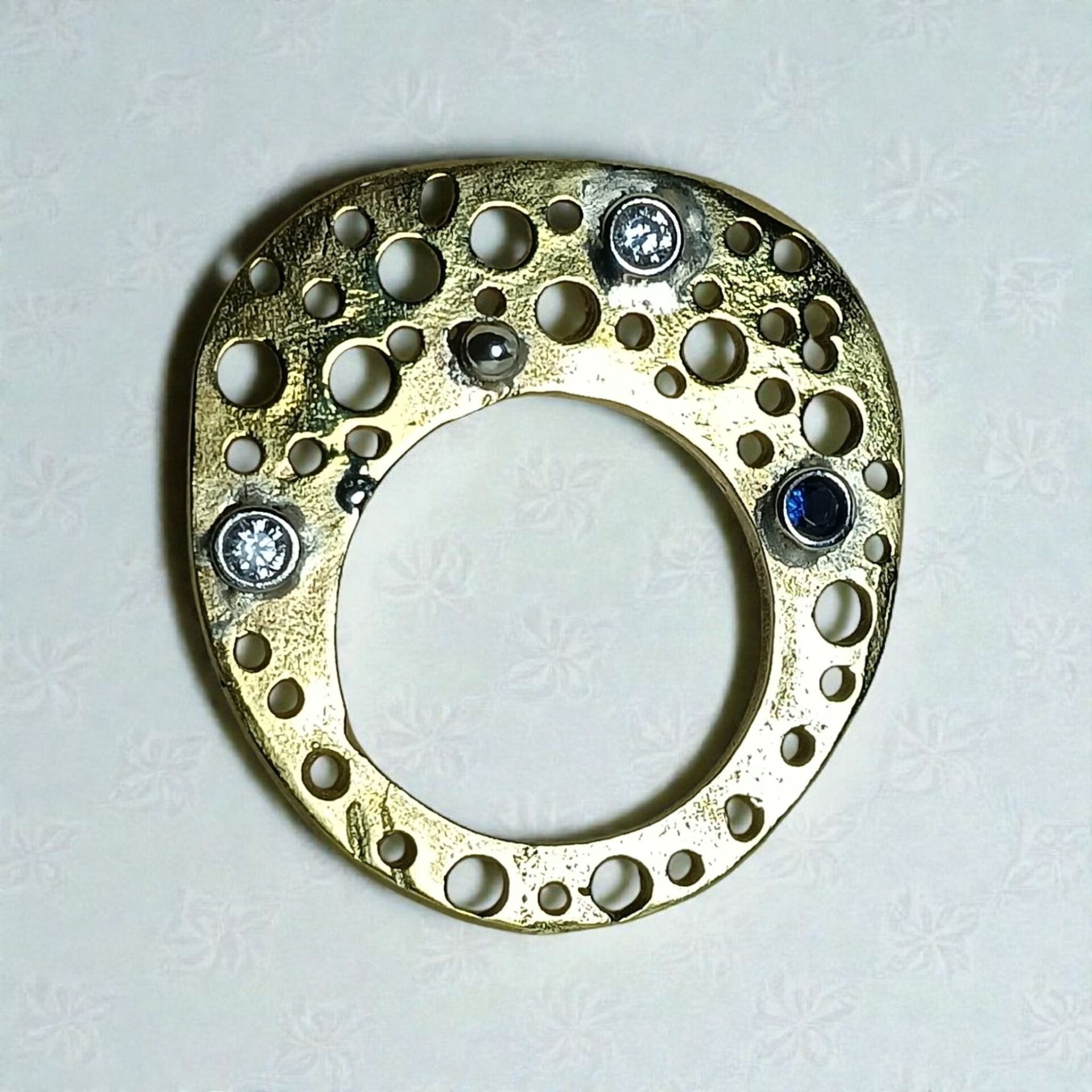 El Yapımı Gümüş Zirkon Taşlı Prinç Soyut Yüzük