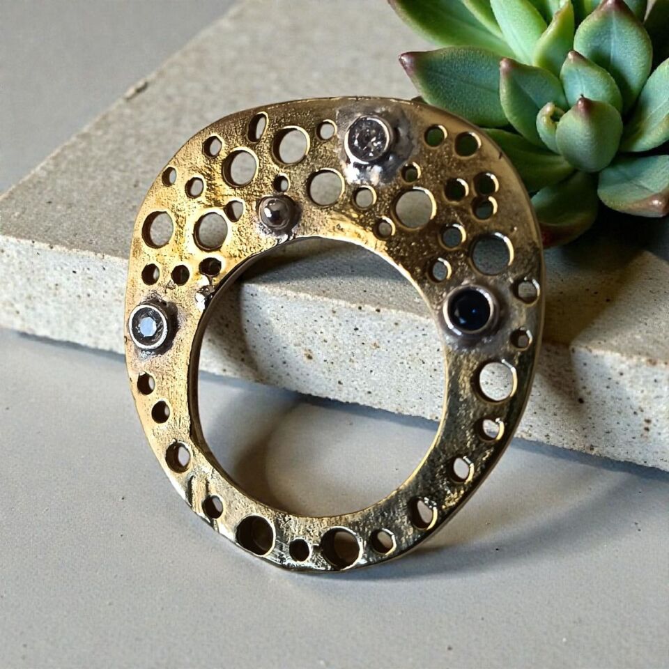 El Yapımı Gümüş Zirkon Taşlı Prinç Soyut Yüzük