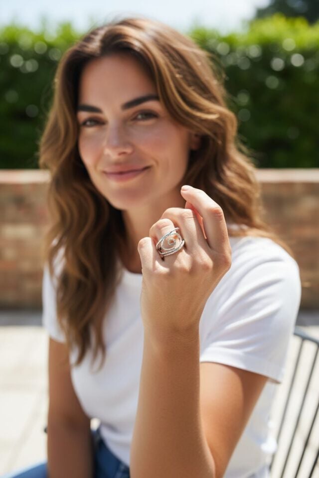 El Yapımı Gümüş Spiral Döngü Yüzük