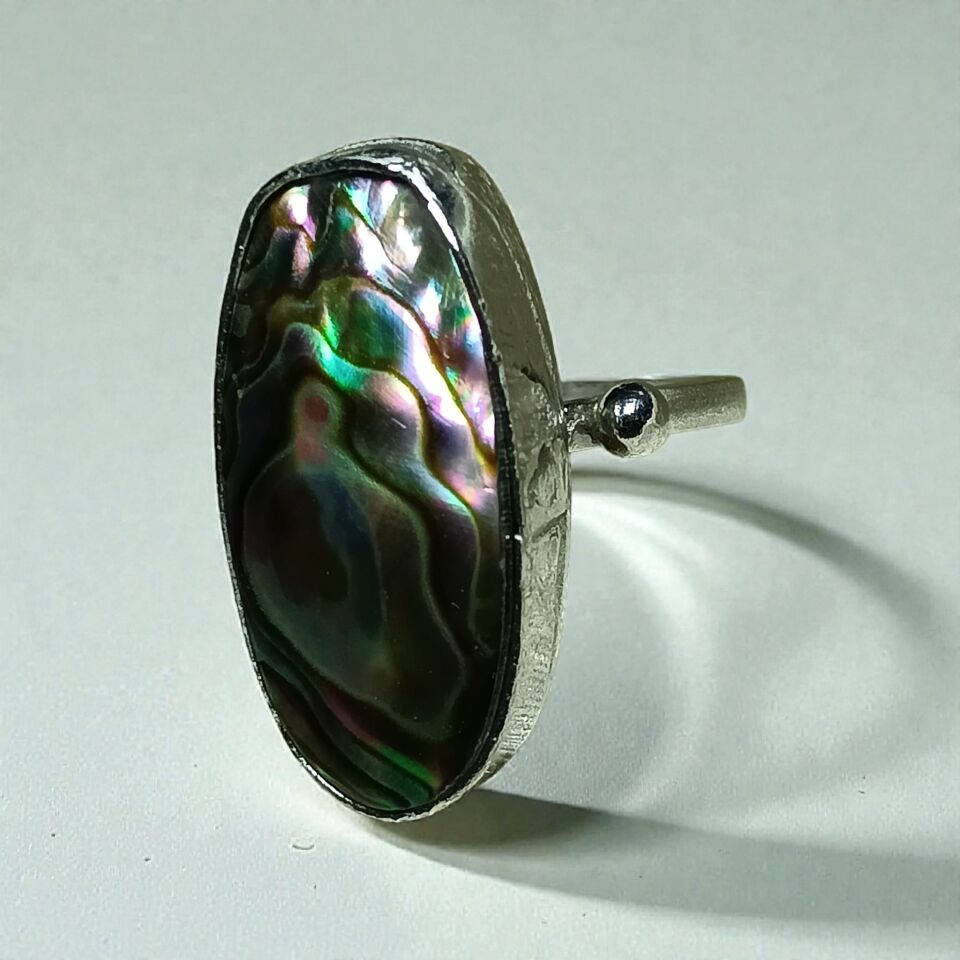Abalon Okyanus Sedefi Gümüş El Yapımı Yüzük