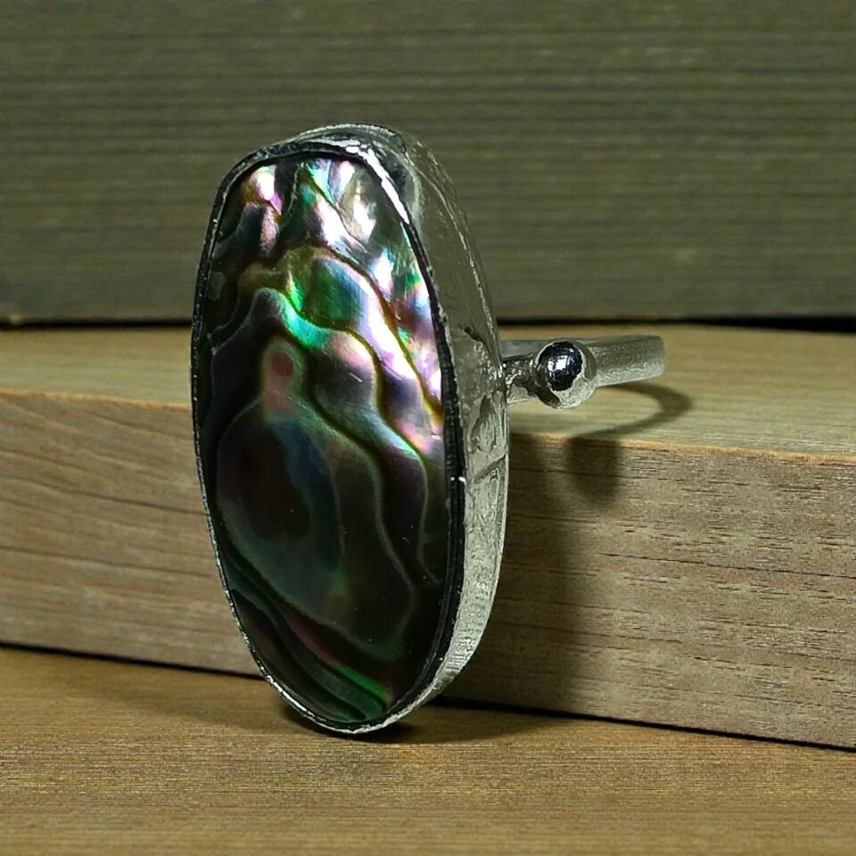 Abalon Okyanus Sedefi Gümüş El Yapımı Yüzük