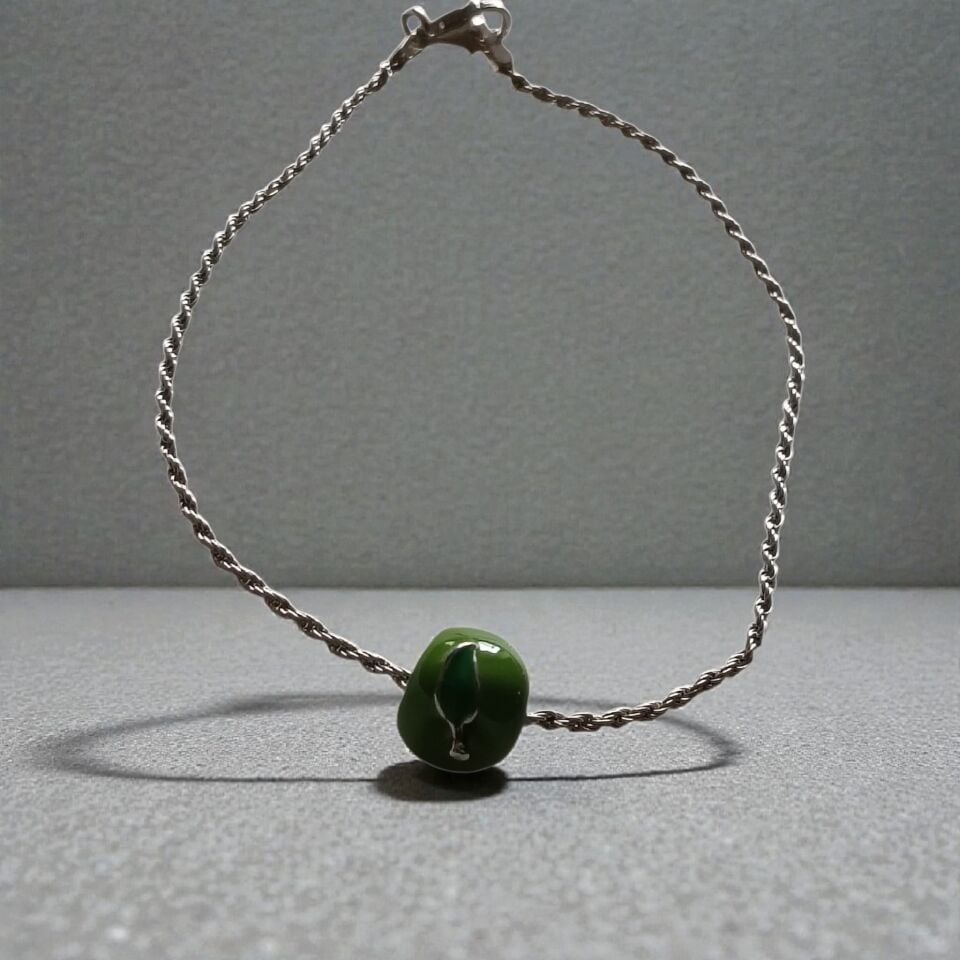 Gümüş Elma Aparatlı Burgu Gümüş Bileklik