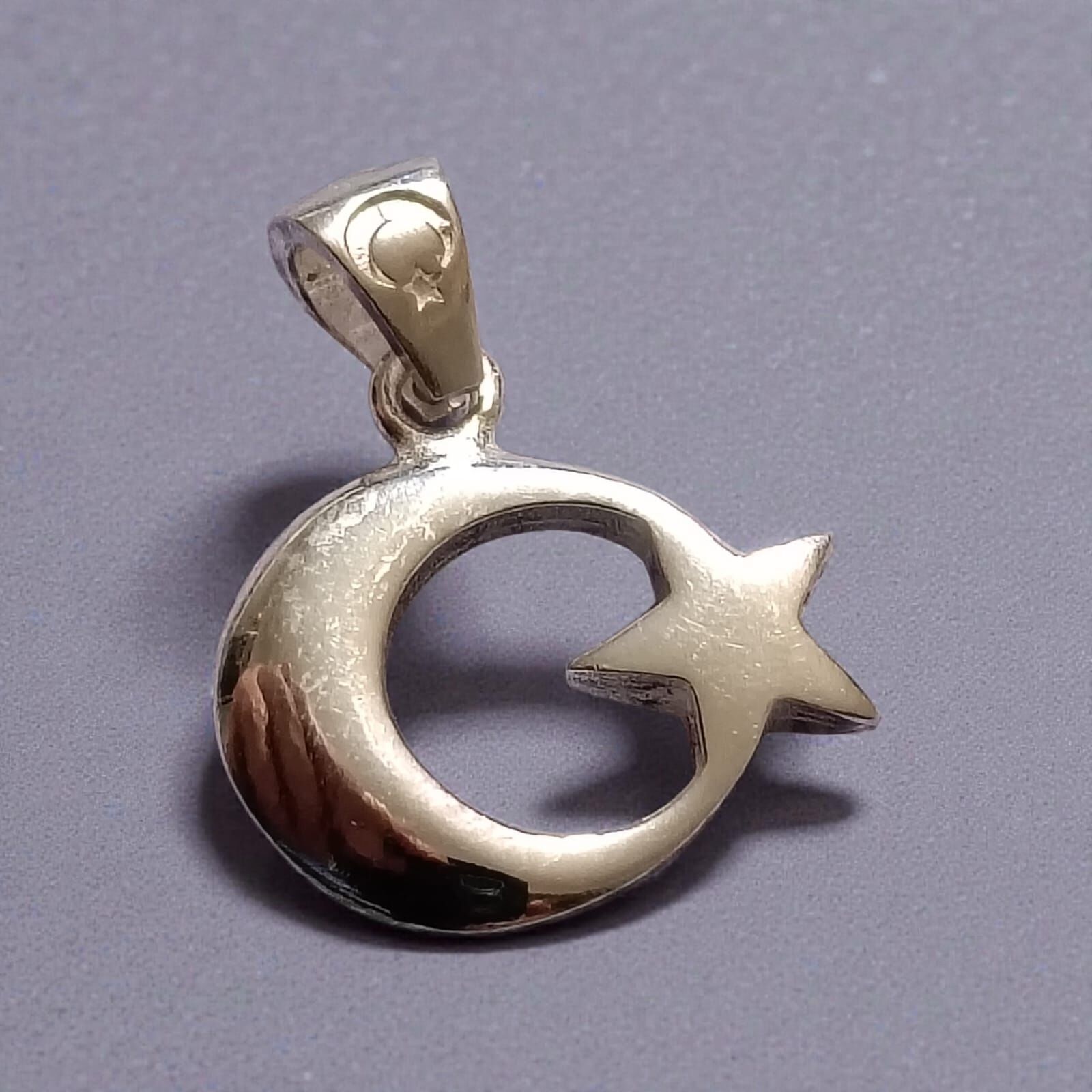 Ay Yıldız Gümüş Bayrak Kolye Ucu