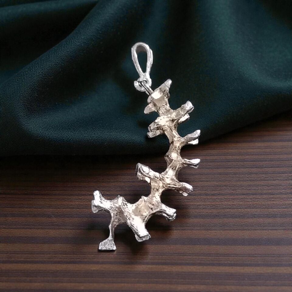 Tırtıl Gümüş El Yapımı Kolye Ucu