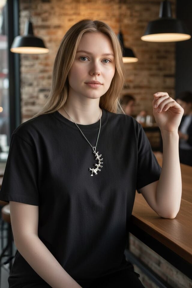 Tırtıl Gümüş El Yapımı Kolye Ucu