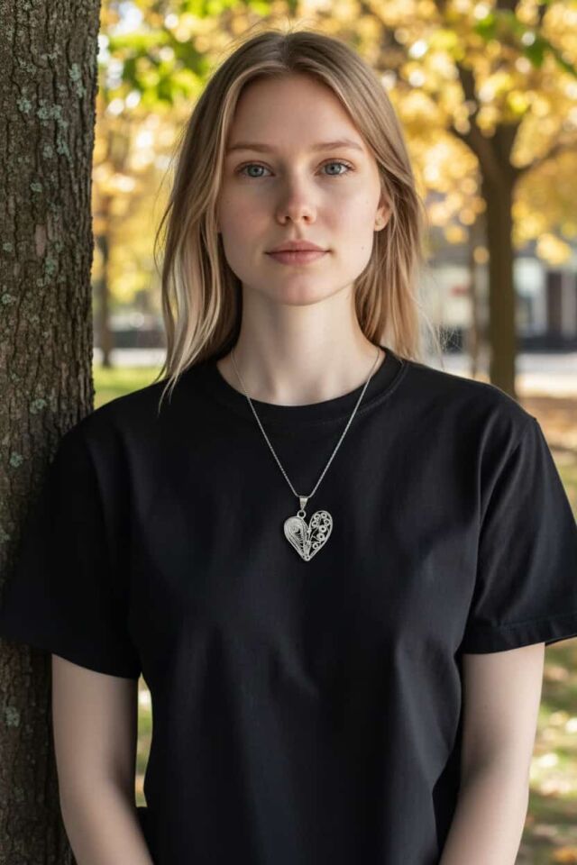 Telkari Kalp Gümüş Kolye Ucu