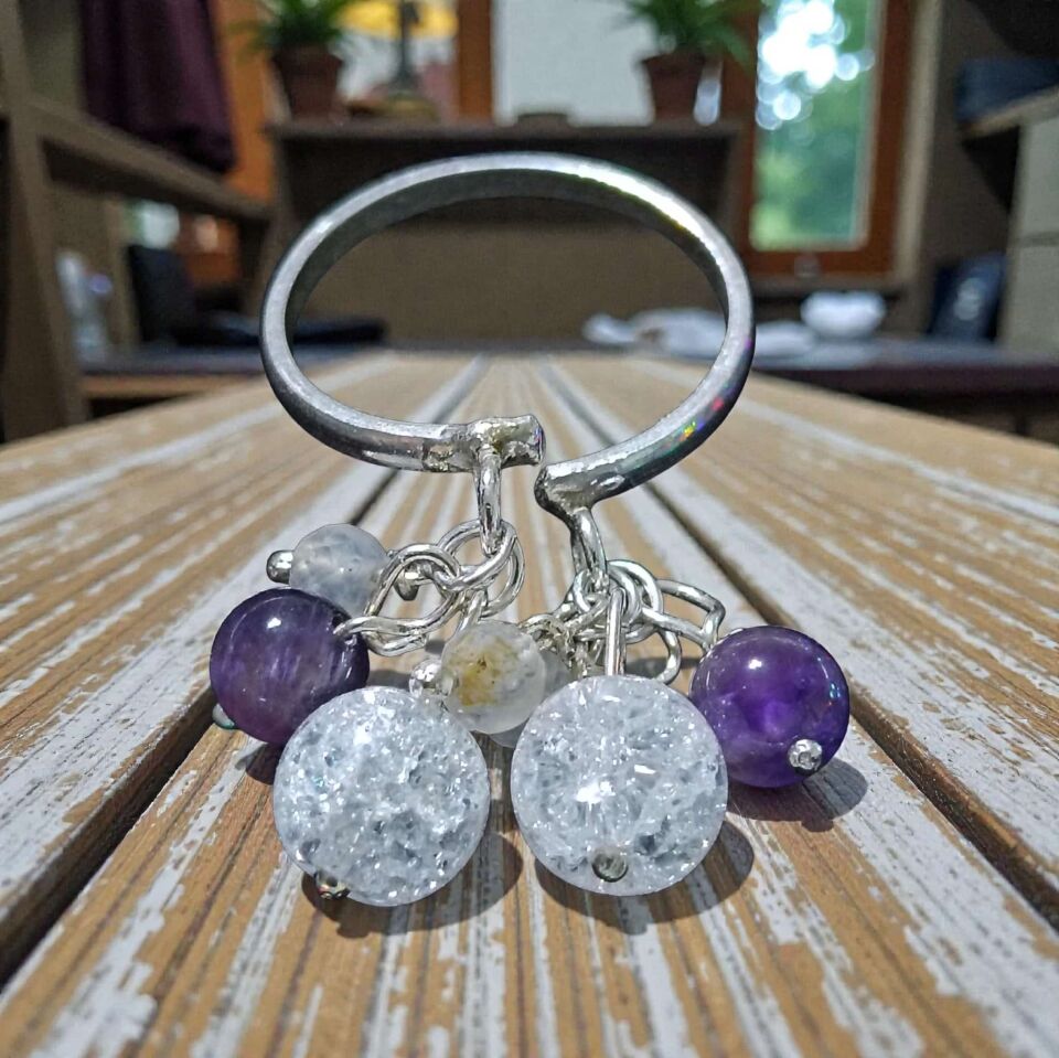 Doğal Taşlı Ayarlanabilir El Yapımı Gümüş Yüzük