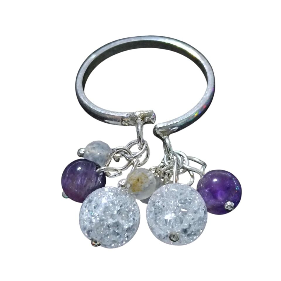 Doğal Taşlı Ayarlanabilir El Yapımı Gümüş Yüzük