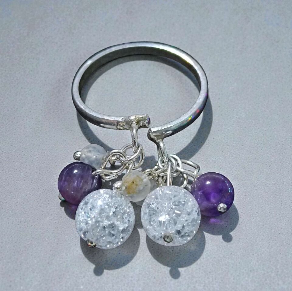 Doğal Taşlı Ayarlanabilir El Yapımı Gümüş Yüzük