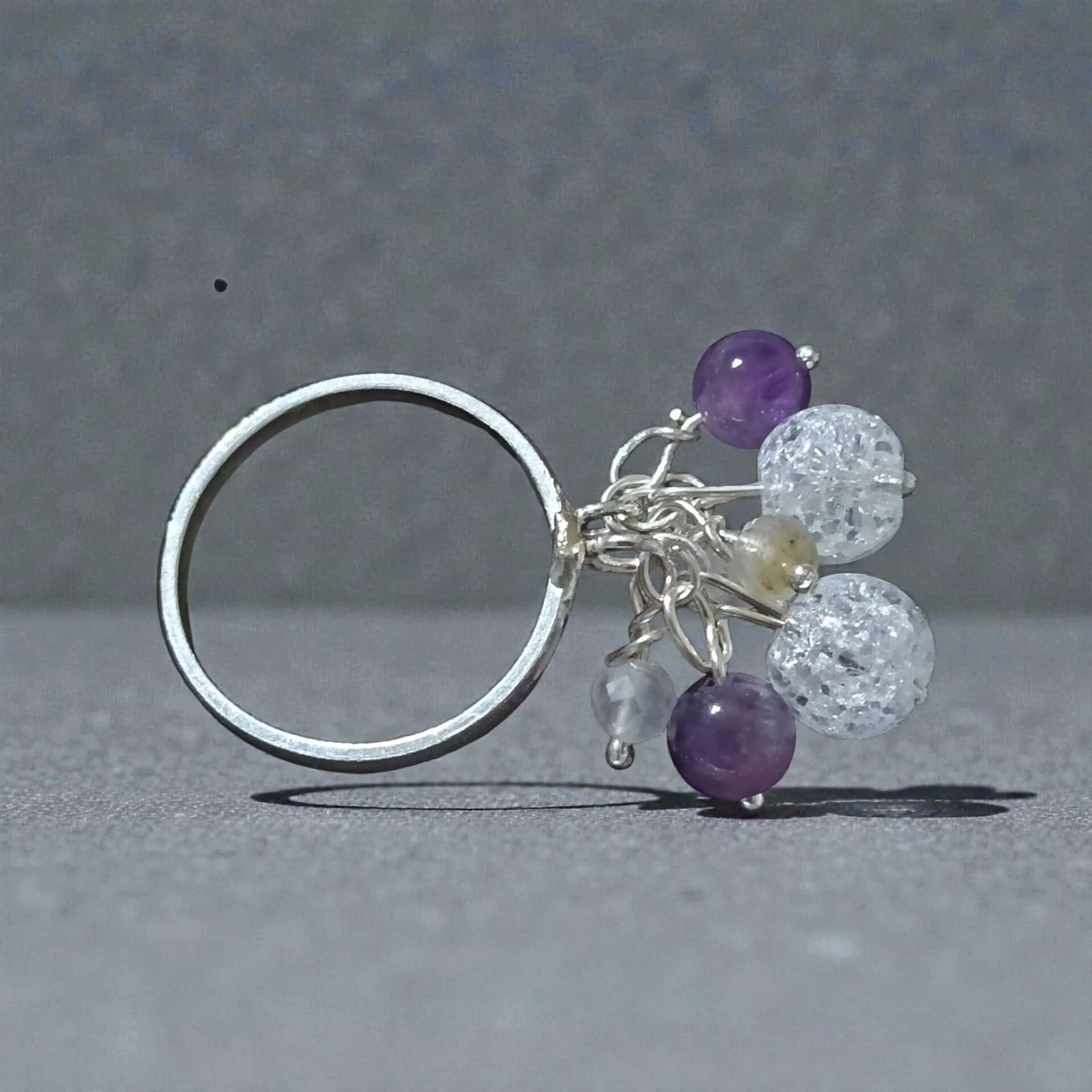 Doğal Taşlı Ayarlanabilir El Yapımı Gümüş Yüzük