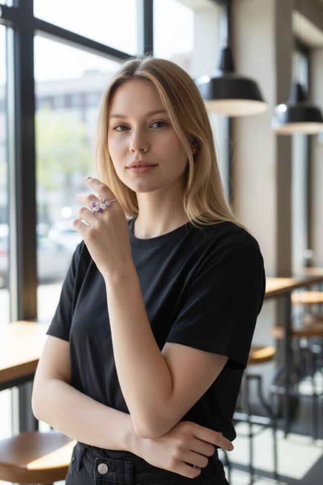 Doğal Taşlı Ayarlanabilir El Yapımı Gümüş Yüzük