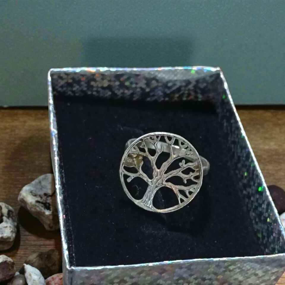 Hayat Ağacı El Yapımı Gümüş Yüzük